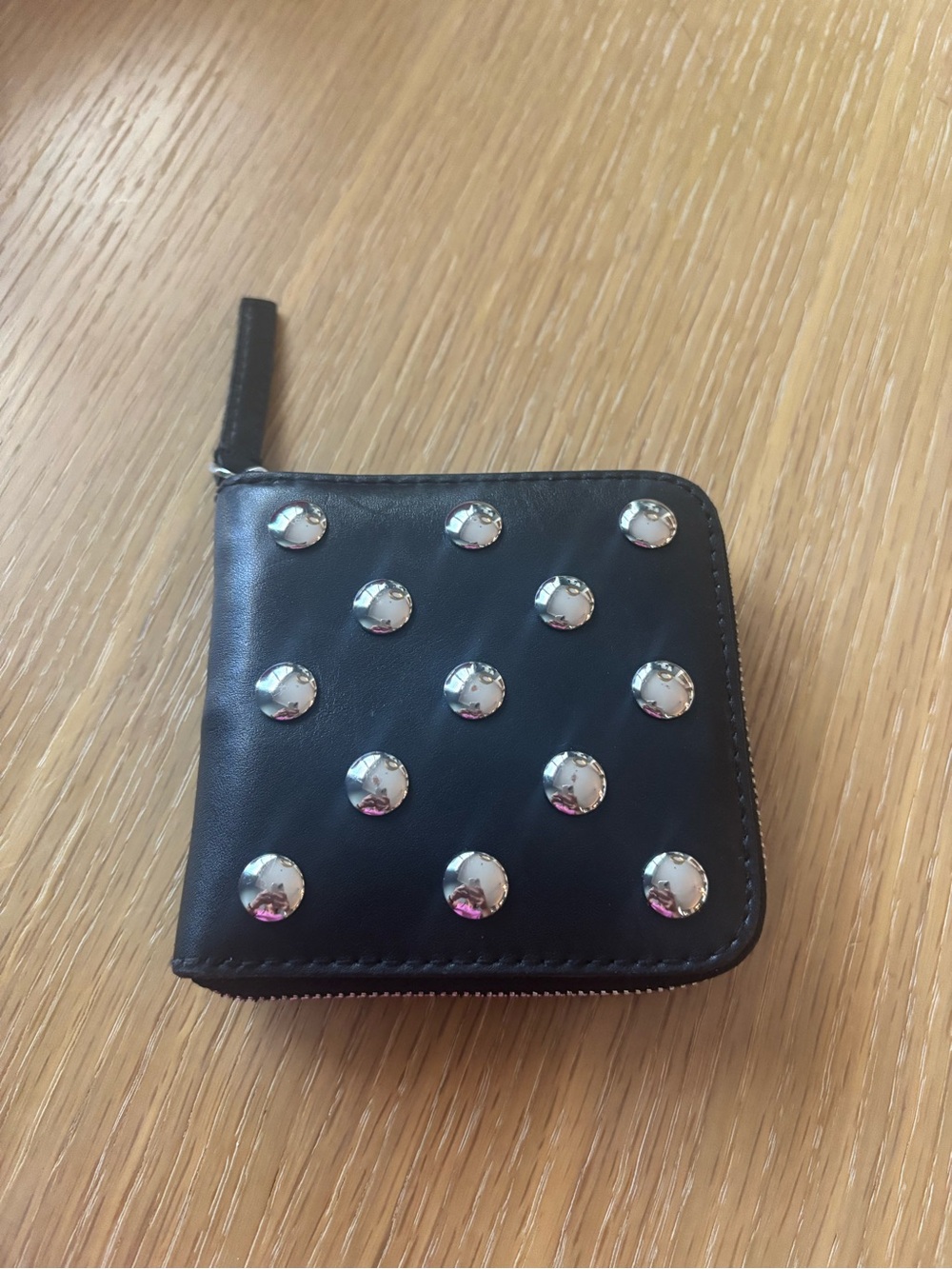 Madewell Essential Zip Wallet Studded Black Leather NWT